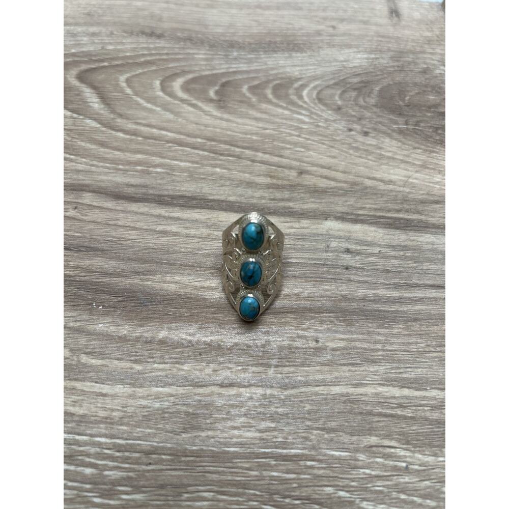Native silver turquoise ring